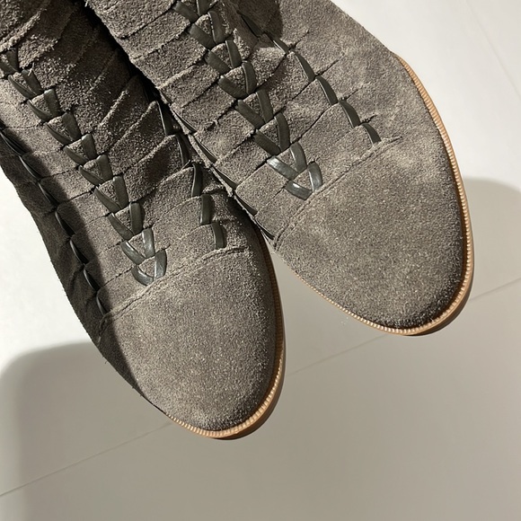 Franco Sarto Dimona Leather Booties Boots Shoes sz 8 Womens Gray Brown Fall NEW - Picture 11 of 13